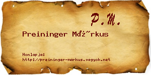 Preininger Márkus névjegykártya